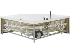 Hjørne-boblebad med LED CACERES 211 x 150 cm Hvid