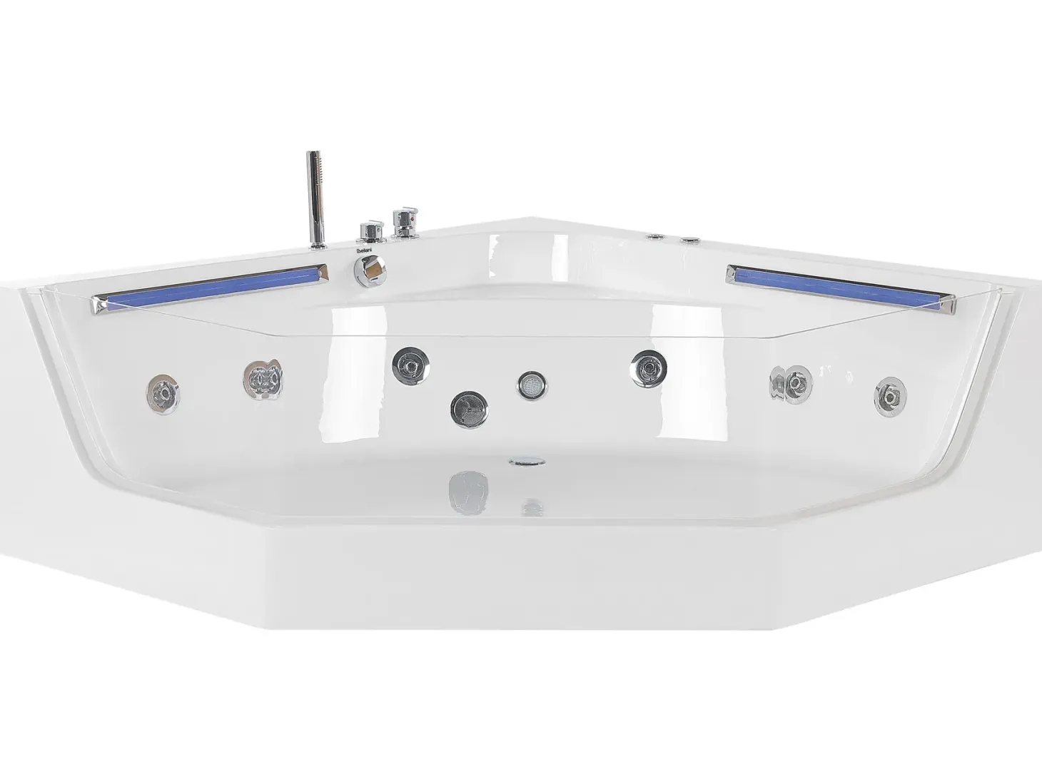 Hjørne-boblebad med LED CACERES 211 x 150 cm Hvid