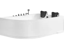 Hjørne-boblebad med LED CALAMA Venstrevendt 180 x 120 cm Hvid