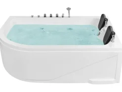 Hjørne-boblebad med LED CALAMA Venstrevendt 180 x 120 cm Hvid