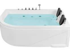 Hjørne-boblebad med LED CALAMA Venstrevendt 180 x 120 cm Hvid