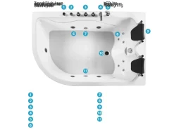 Hjørne-boblebad med LED CALAMA Venstrevendt 180 x 120 cm Hvid