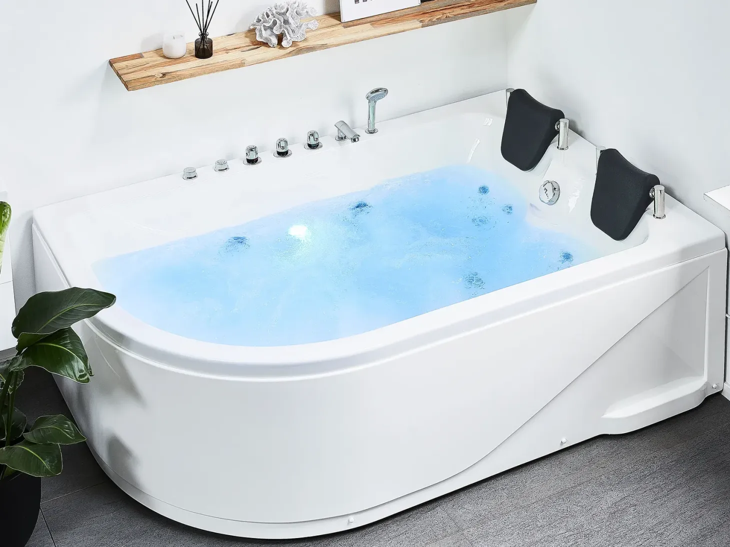 Hjørne-boblebad med LED CALAMA Venstrevendt 180 x 120 cm Hvid