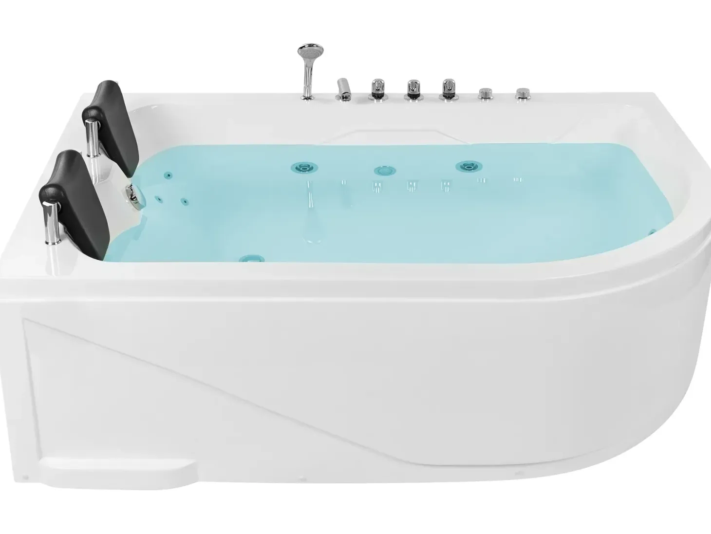 Hjørne-boblebad med LED CALAMA Højrevendt 180 x 120 cm Hvid