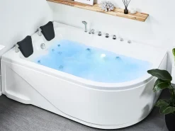 Hjørne-boblebad med LED CALAMA Højrevendt 180 x 120 cm Hvid