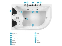 Hjørne-boblebad med LED CALAMA Højrevendt 180 x 120 cm Hvid