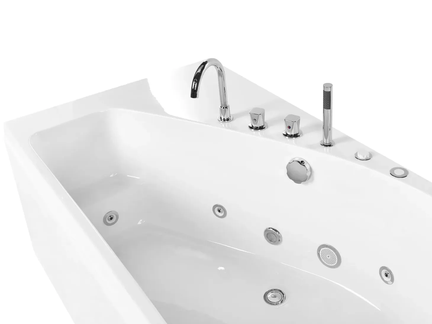 Hjørne-boblebad med LED CAURA Højrevendt 175 x 80 cm Hvid