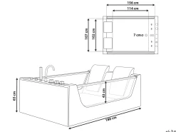 Hjørne-boblebad med LED CURACAO 180 x 120 cm Hvid