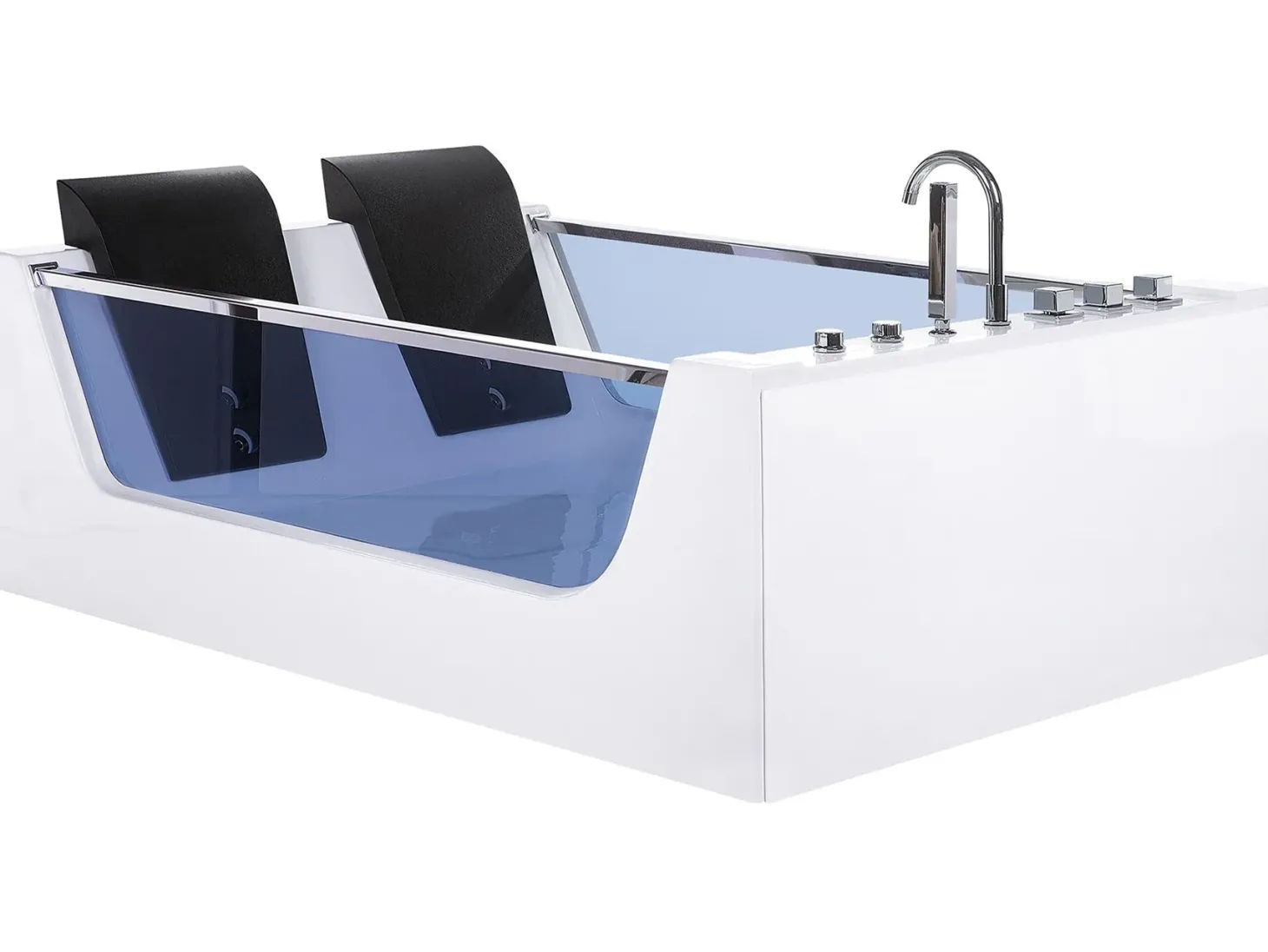 Hjørne-boblebad med LED CURACAO 180 x 120 cm Hvid