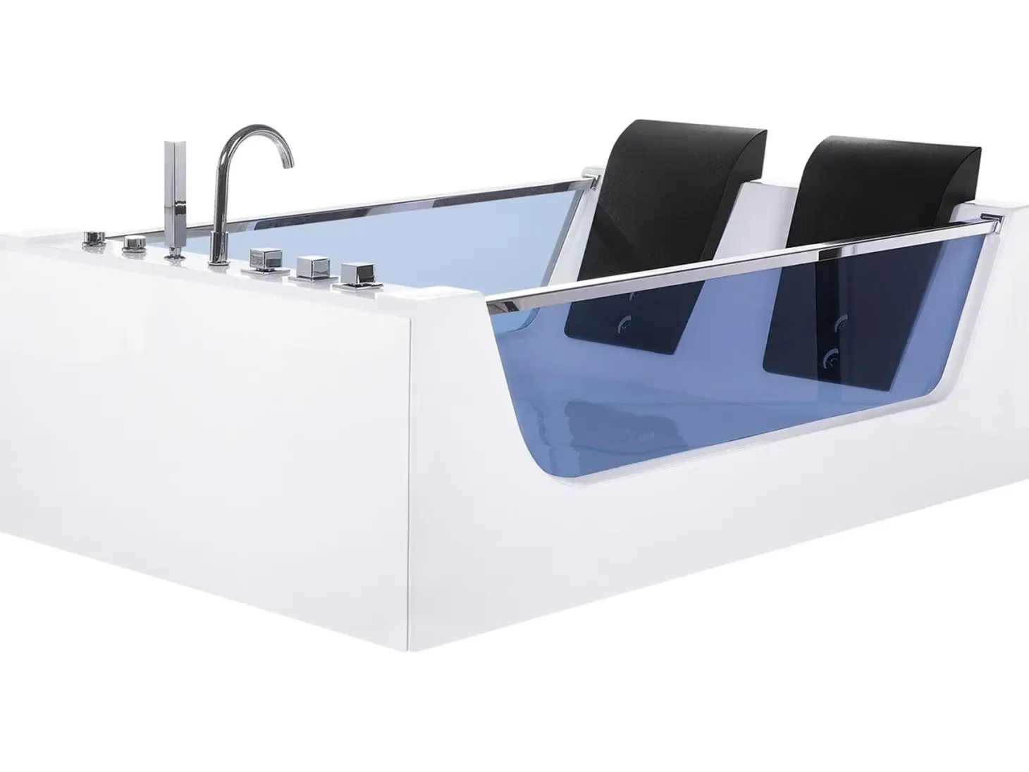 Hjørne-boblebad med LED CURACAO 180 x 120 cm Hvid