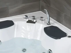 Hjørne-boblebad med LED CUYABENO 211 x 150 cm Hvid