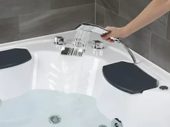 Hjørne-boblebad med LED CUYABENO 211 x 150 cm Hvid