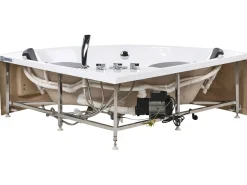 Hjørne-boblebad med LED CUYABENO 211 x 150 cm Hvid