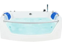 Hjørne-boblebad med LED FUERTE 175 x 85 cm Hvid