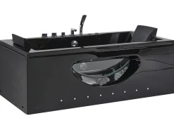 Hjørne-boblebad med LED HAWES 180 x 90 cm Sort