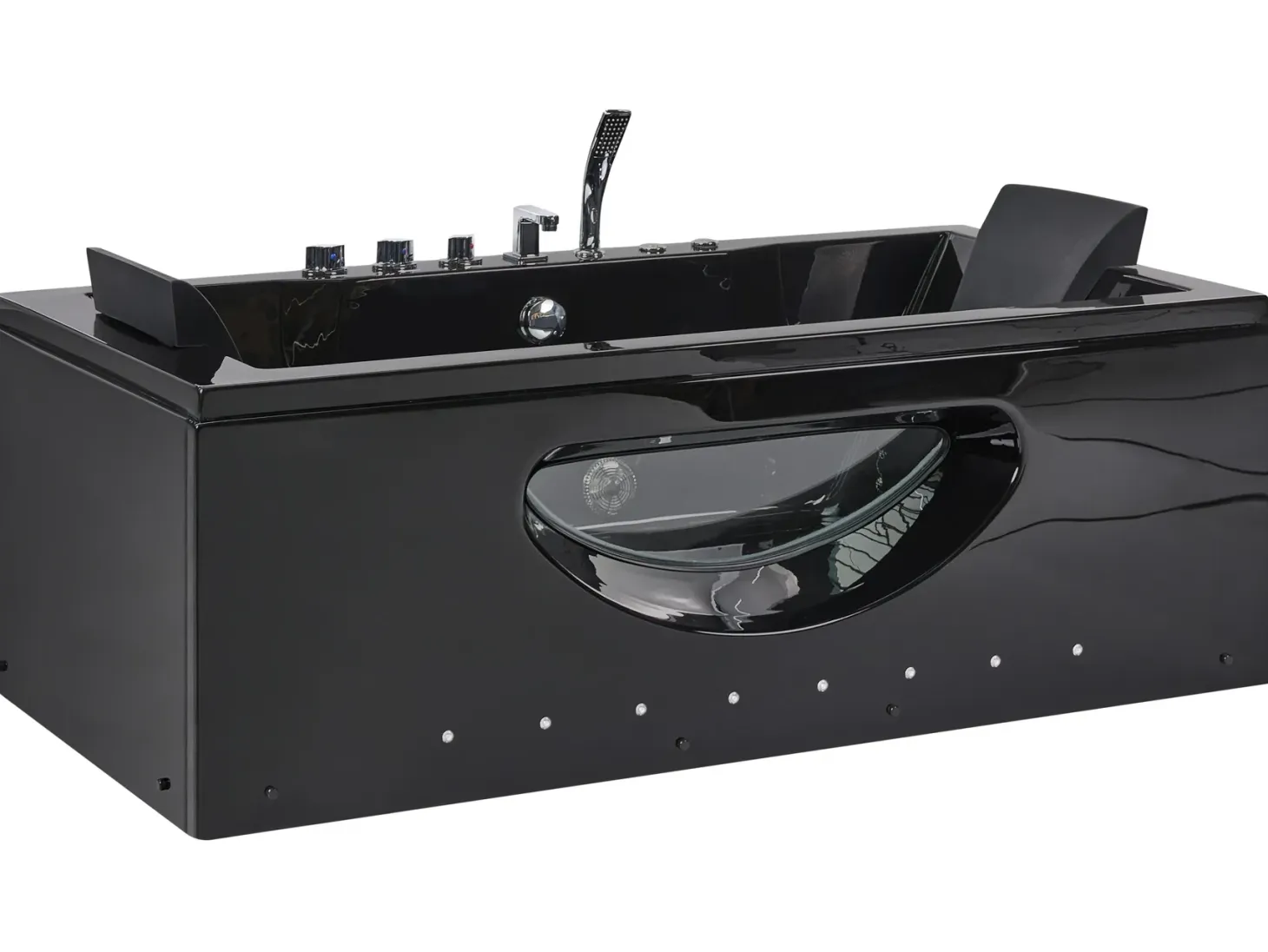 Hjørne-boblebad med LED HAWES 180 x 90 cm Sort