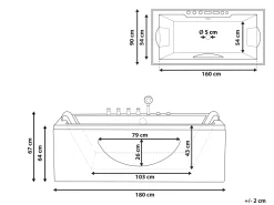 Hjørne-boblebad med LED HAWES 180 x 90 cm Sort