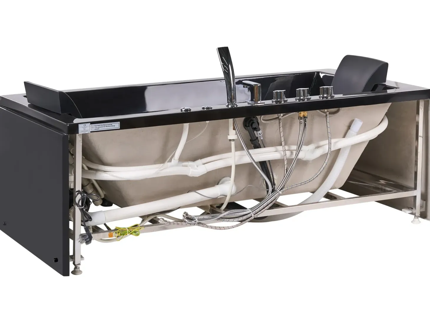 Hjørne-boblebad med LED HAWES 180 x 90 cm Sort