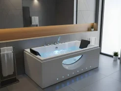 Hjørne-boblebad med LED HAWES 180 x 90 cm Hvid