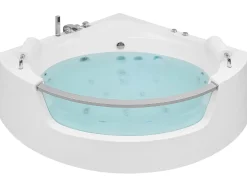 Hjørne-boblebad med LED MANGLE 201 x 150 cm Hvid