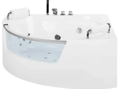Hjørne-boblebad med LED MANGLE 201 x 150 cm Hvid