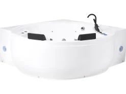 Hjørne-boblebad med LED MANRESA Med indbygget Bluetooth-højttaler 225 x 160 cm Hvid