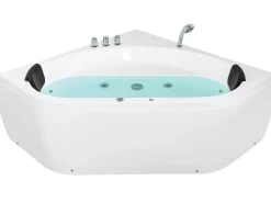 Hjørne-boblebad med LED MEVES 140 x 140 cm Hvid