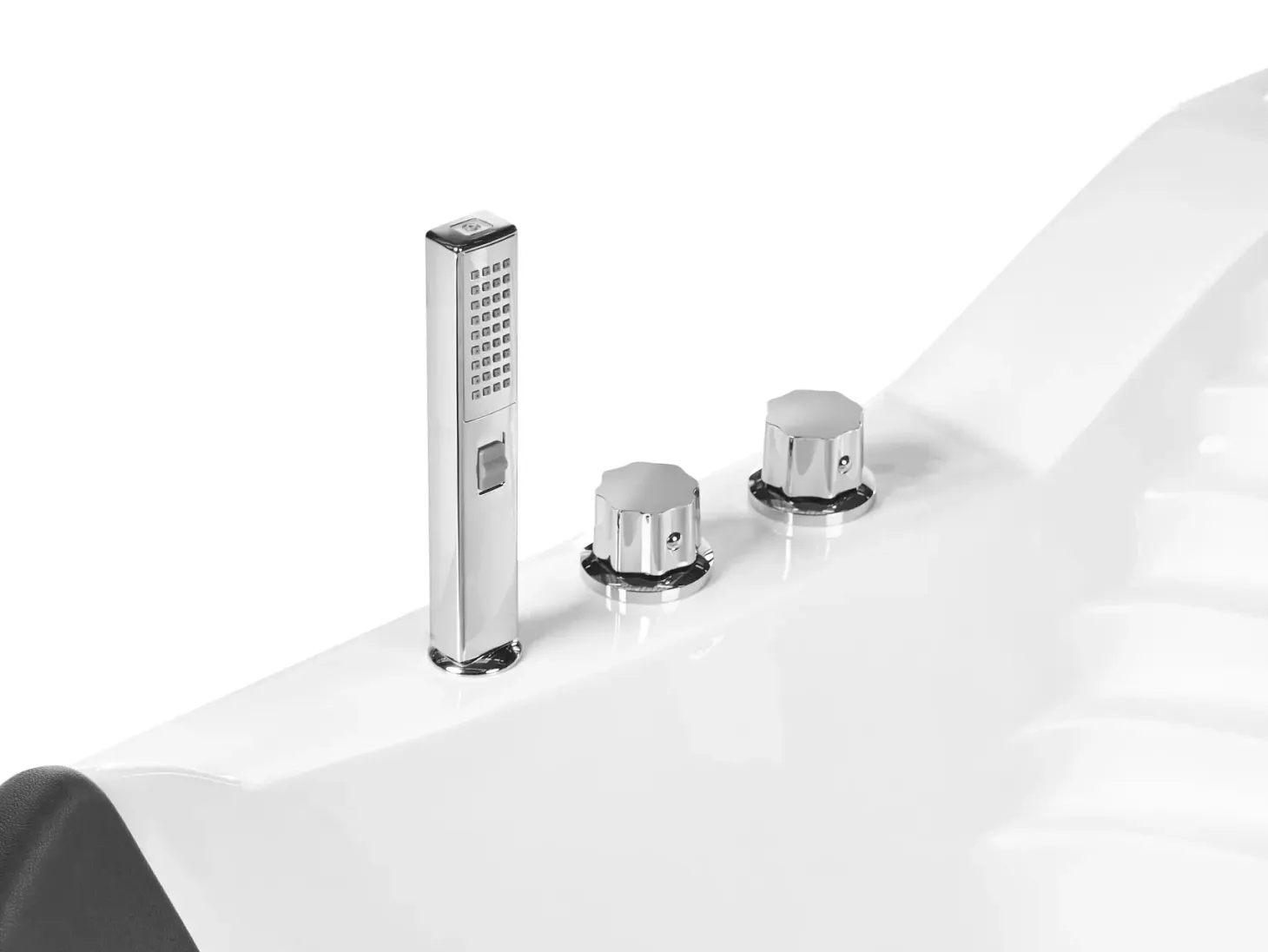 Hjørne-boblebad med LED MONACO Med indbygget Bluetooth-højttaler 210 x 145 cm Hvid