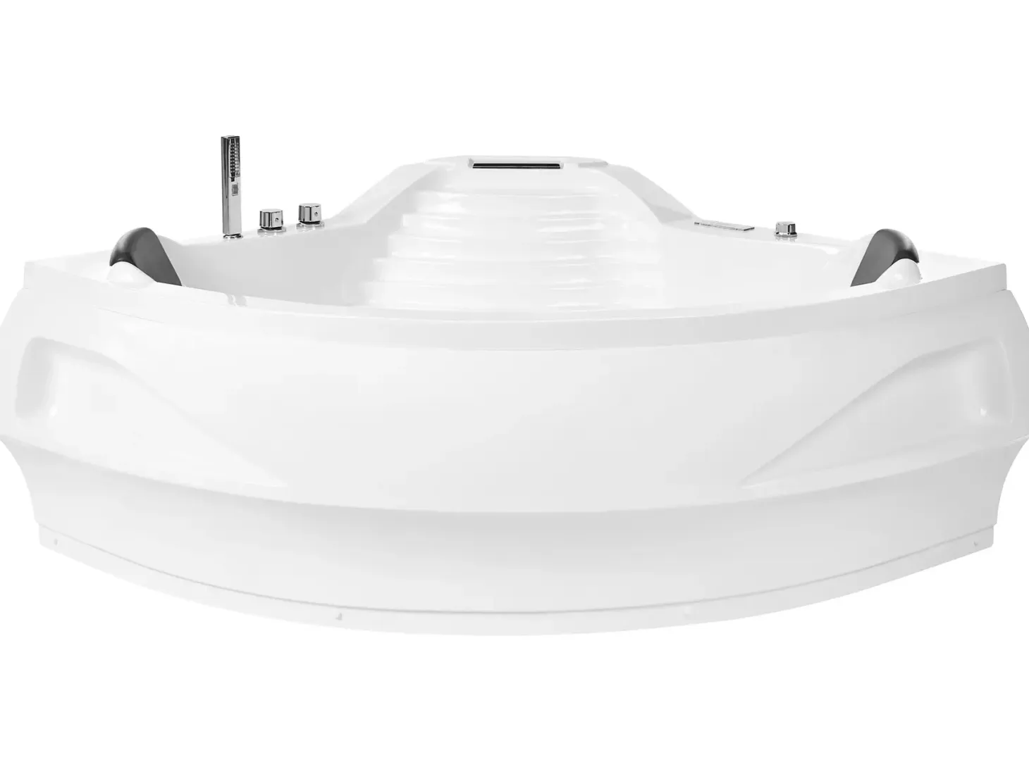 Hjørne-boblebad med LED MONACO Med indbygget Bluetooth-højttaler 210 x 145 cm Hvid