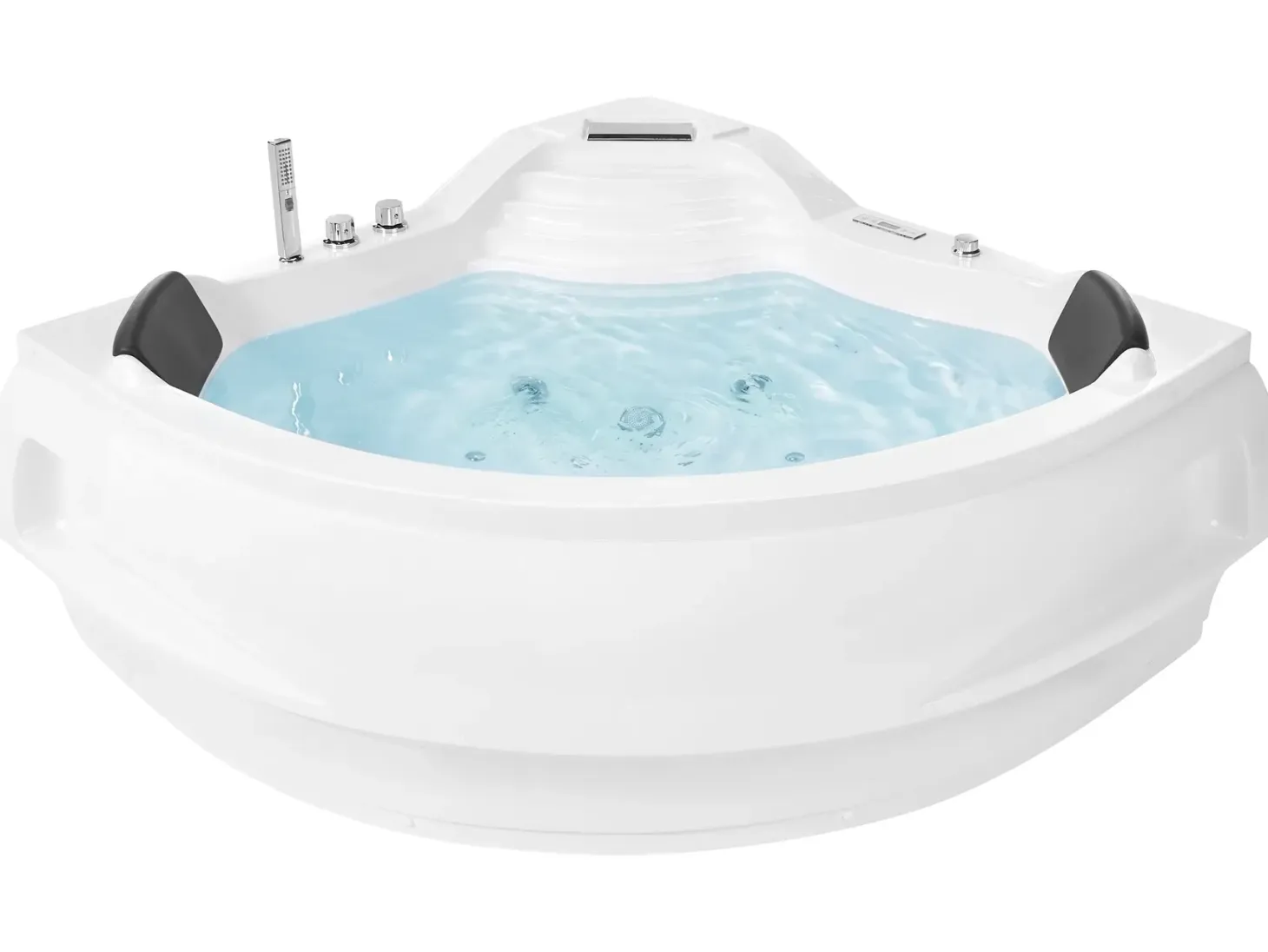 Hjørne-boblebad med LED MONACO Med indbygget Bluetooth-højttaler 210 x 145 cm Hvid
