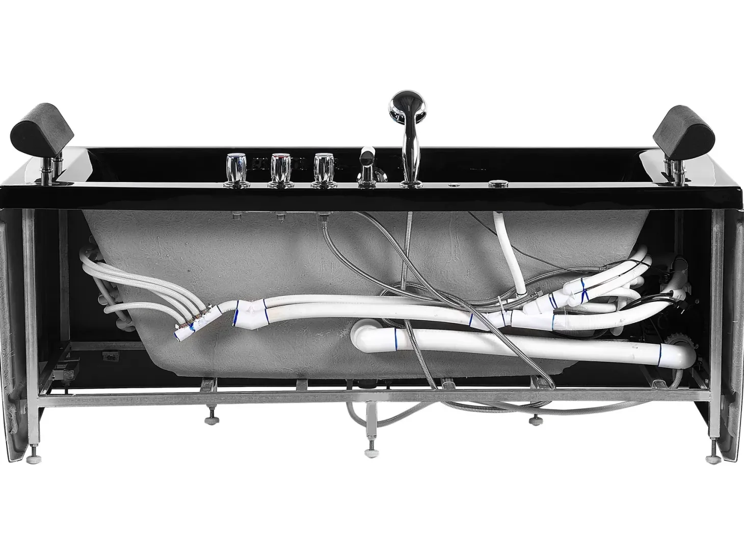Hjørne-boblebad med LED MONTEGO 172 x 83 cm Sort