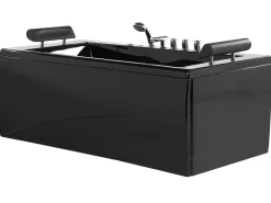 Hjørne-boblebad med LED MONTEGO 172 x 83 cm Sort