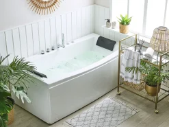 Hjørne-boblebad med LED MOOR 173 x 81 cm Hvid