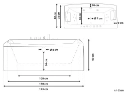 Hjørne-boblebad med LED MOOR 173 x 81 cm Hvid