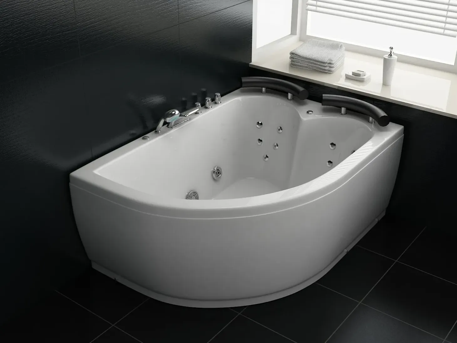 Hjørne-boblebad med LED PARADISO Venstrevendt 158 x 113 cm Hvid