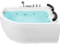 Hjørne-boblebad med LED PARADISO Venstrevendt 158 x 113 cm Hvid
