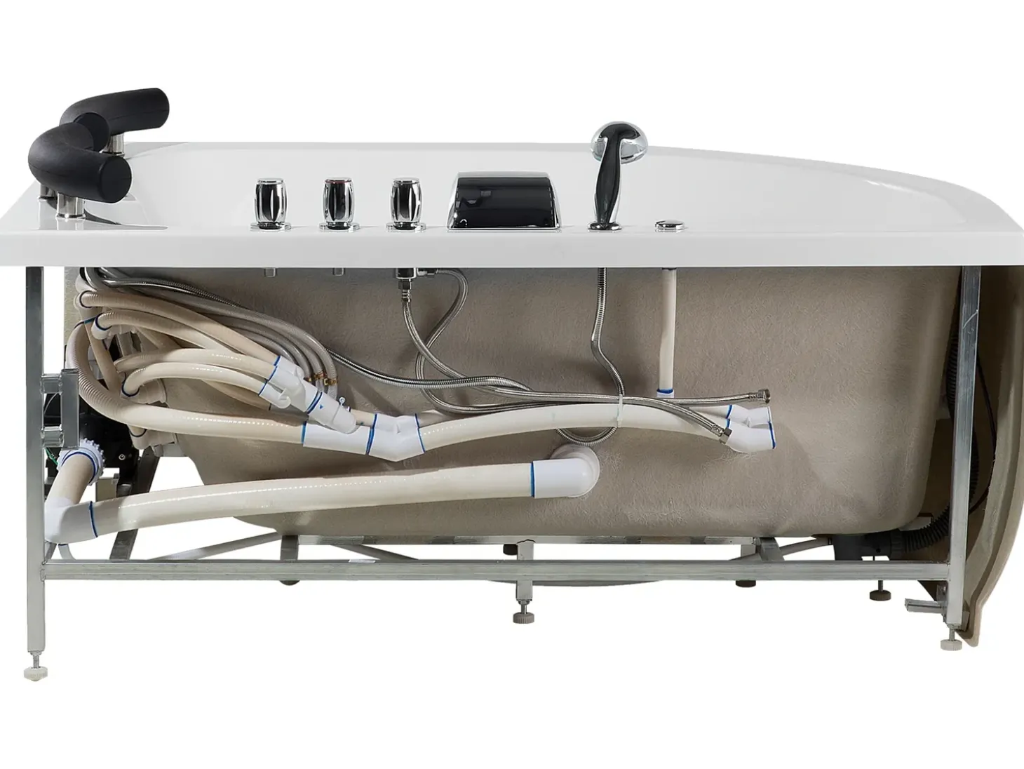 Hjørne-boblebad med LED PARADISO Venstrevendt 158 x 113 cm Hvid