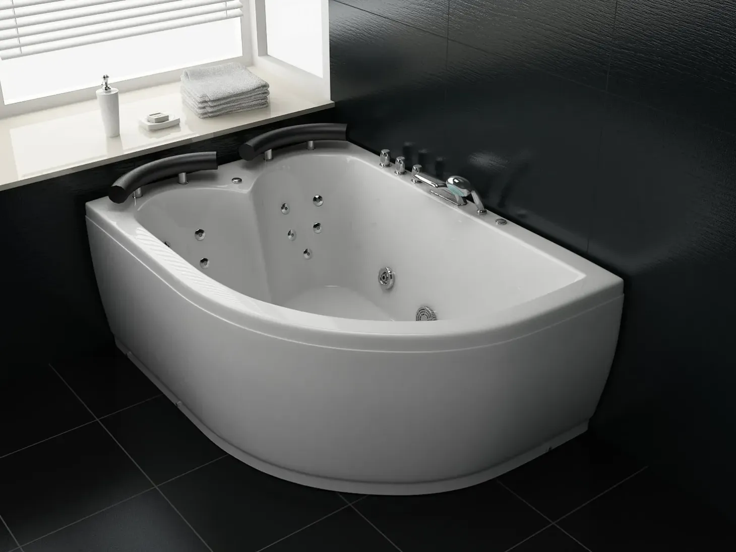 Hjørne-boblebad med LED PARADISO Højrevendt 158 x 113 cm Hvid