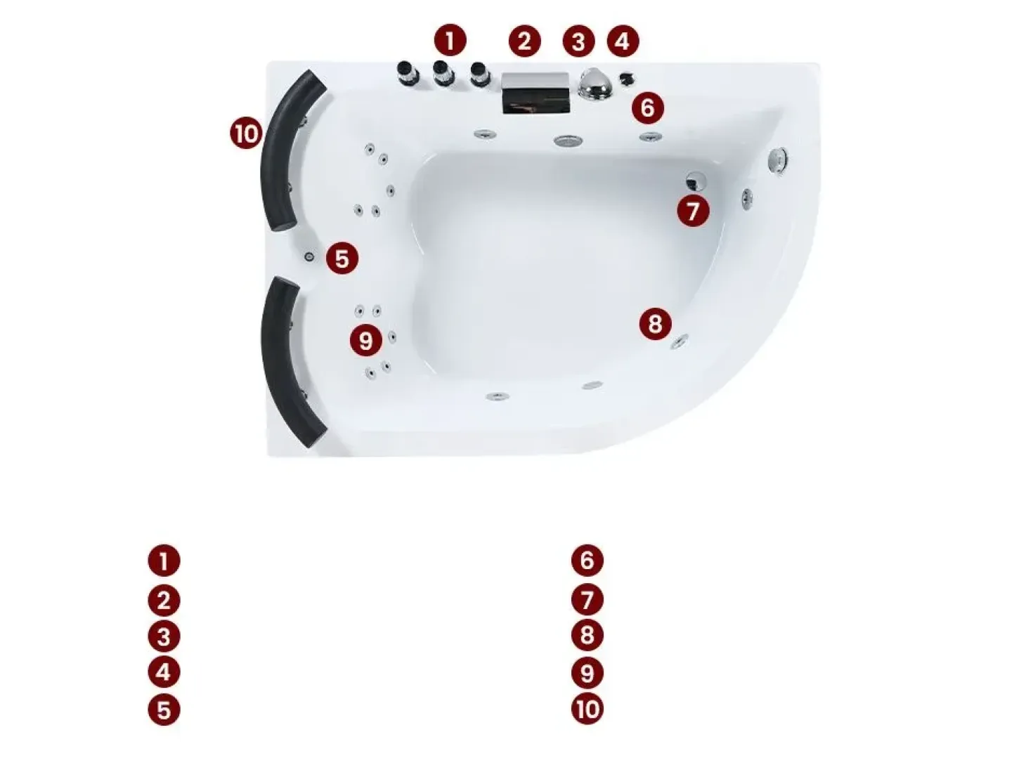 Hjørne-boblebad med LED PARADISO Højrevendt 158 x 113 cm Hvid