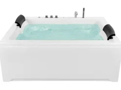 Hjørne-boblebad med LED SALAMANCA 183 x 142 cm Hvid