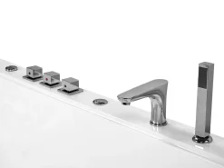 Hjørne-boblebad med LED SALAMANCA 183 x 142 cm Hvid