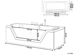 Hjørne-boblebad med LED SAMANA 174 x 79 cm Sort