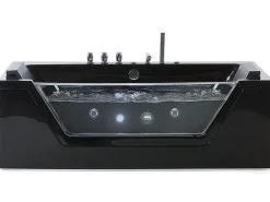 Hjørne-boblebad med LED SAMANA 174 x 79 cm Sort