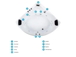 Hjørne-boblebad med LED SENADO 205 x 150 cm Hvid