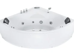 Hjørne-boblebad med LED SENADO 205 x 150 cm Hvid