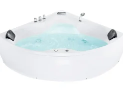 Hjørne-boblebad med LED SENADO 205 x 150 cm Hvid