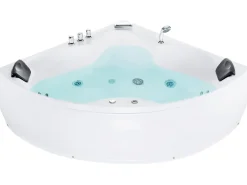 Hjørne-boblebad med LED SENADO 205 x 150 cm Hvid
