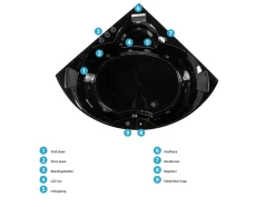 Hjørne-boblebad med LED SENADO 205 x 150 cm Sort