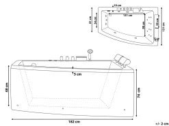 Hjørne-boblebad med LED SERRANA Højrevendt 182 x 121 cm Hvid