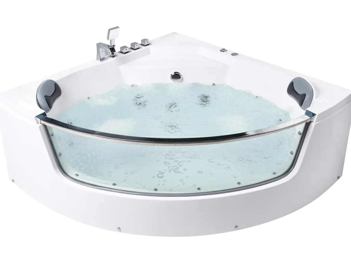 Hjørne-boblebad med LED TAMULA 148 x 66 cm Hvid